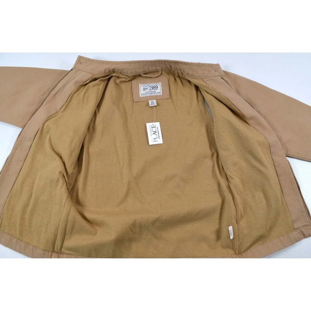 Children's Place Beige Canvas Bomber Jacket Size Small 5/6 Full Zip Nwt's